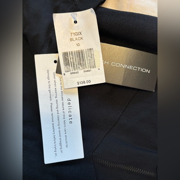 NWT French Connection Black Dress Mesh Illusion Short Sleeve Mesh Cutout Size 10 - Picture 6 of 6